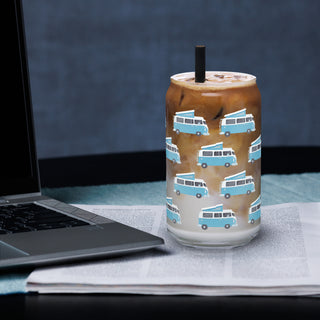 Gone Camping Camper Can-shaped glass