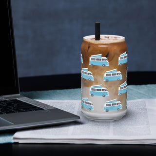 Gone Camping Camper Can-shaped glass